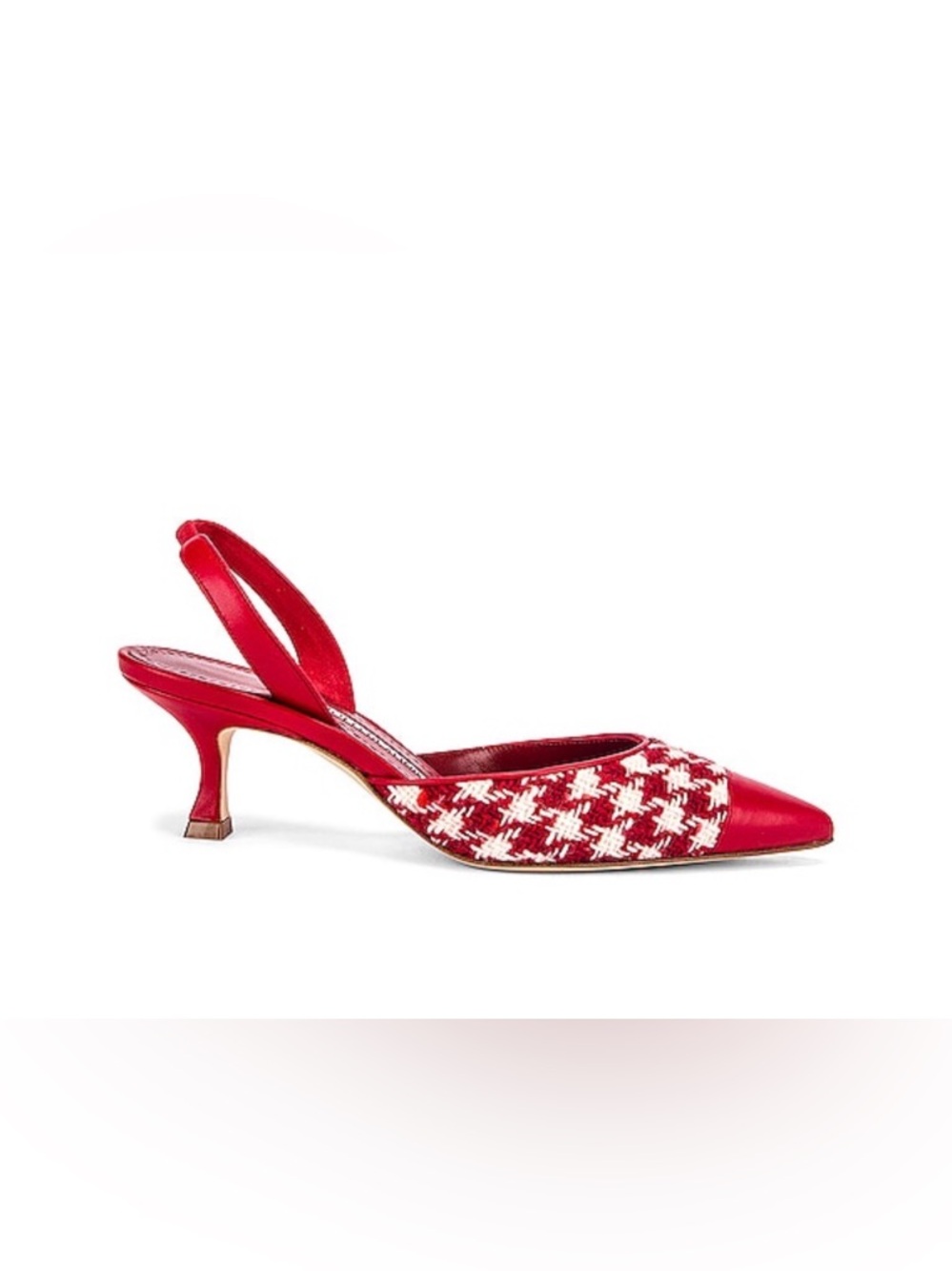 Manolo Blahnik Carolyne 50 in red houndstooth, size 38